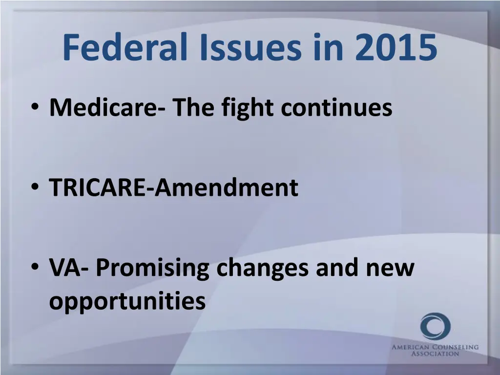 federal issues in 2015
