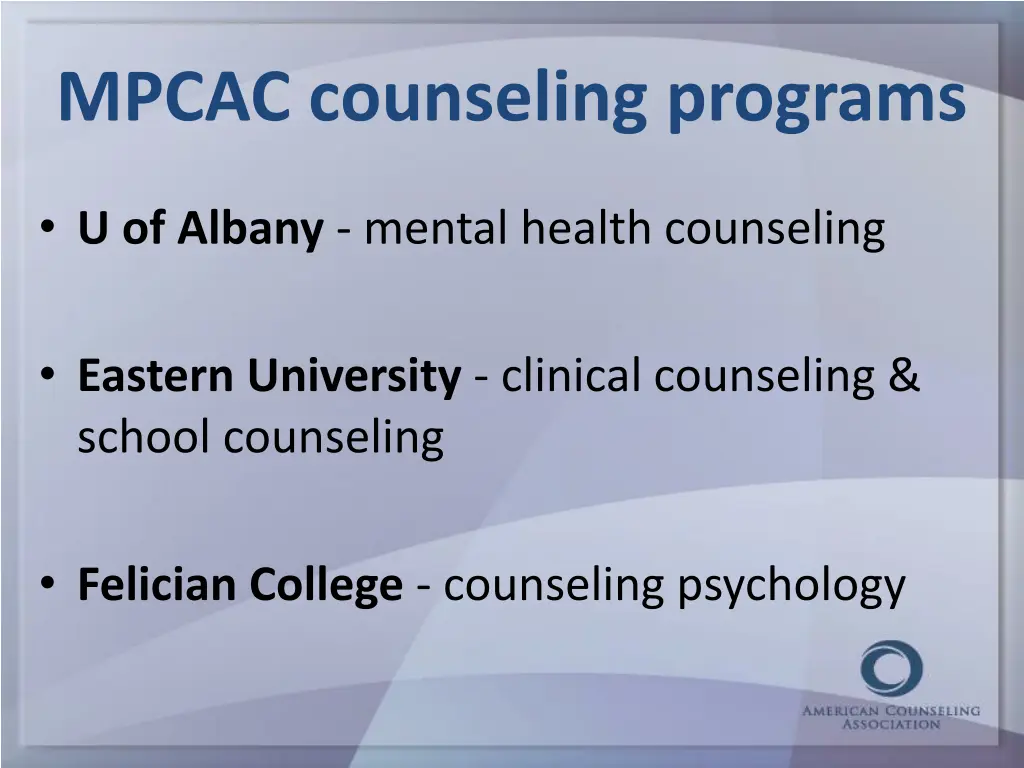 mpcac counseling programs