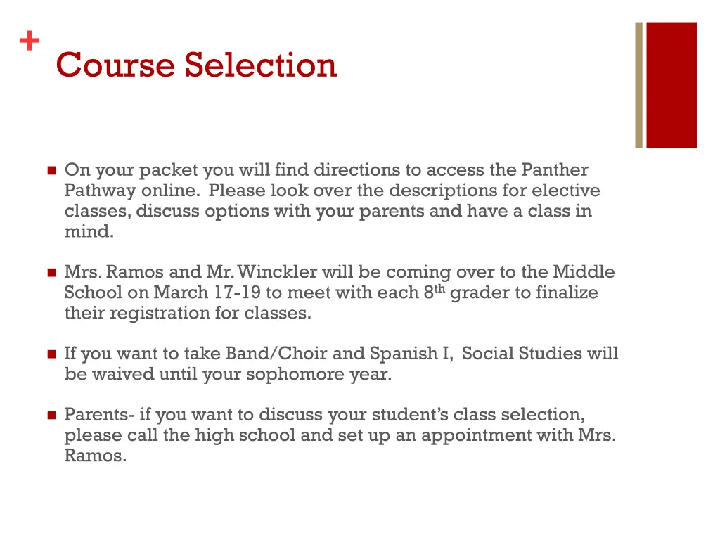 course selection