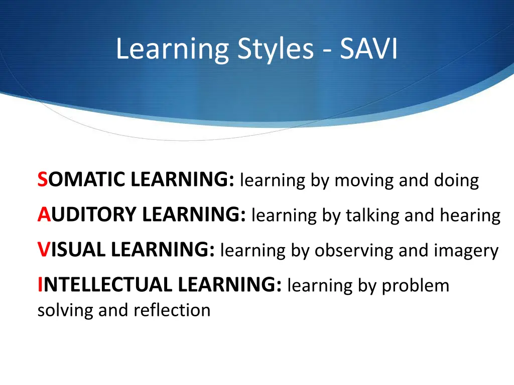 learning styles savi