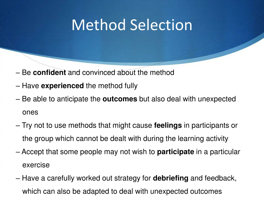 method selection 1