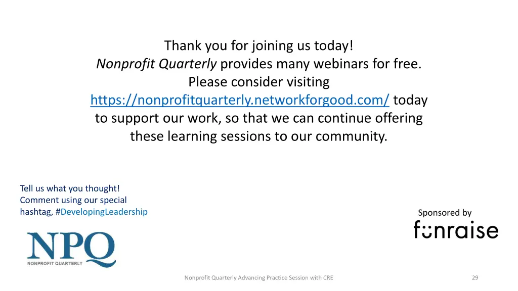 thank you for joining us today nonprofit