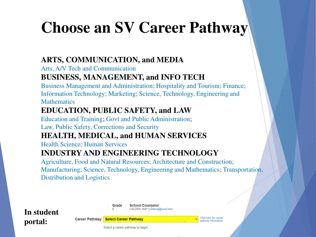 choose an sv career pathway
