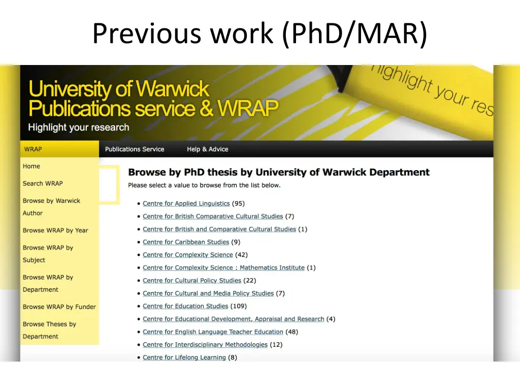 previous work phd mar