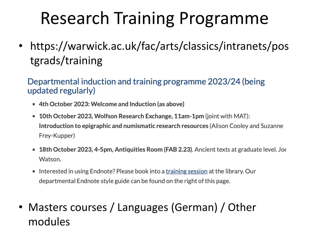 research training programme