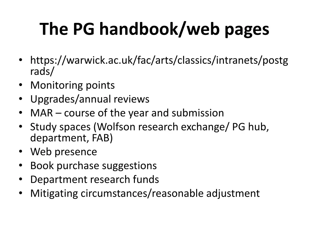 the pg handbook web pages