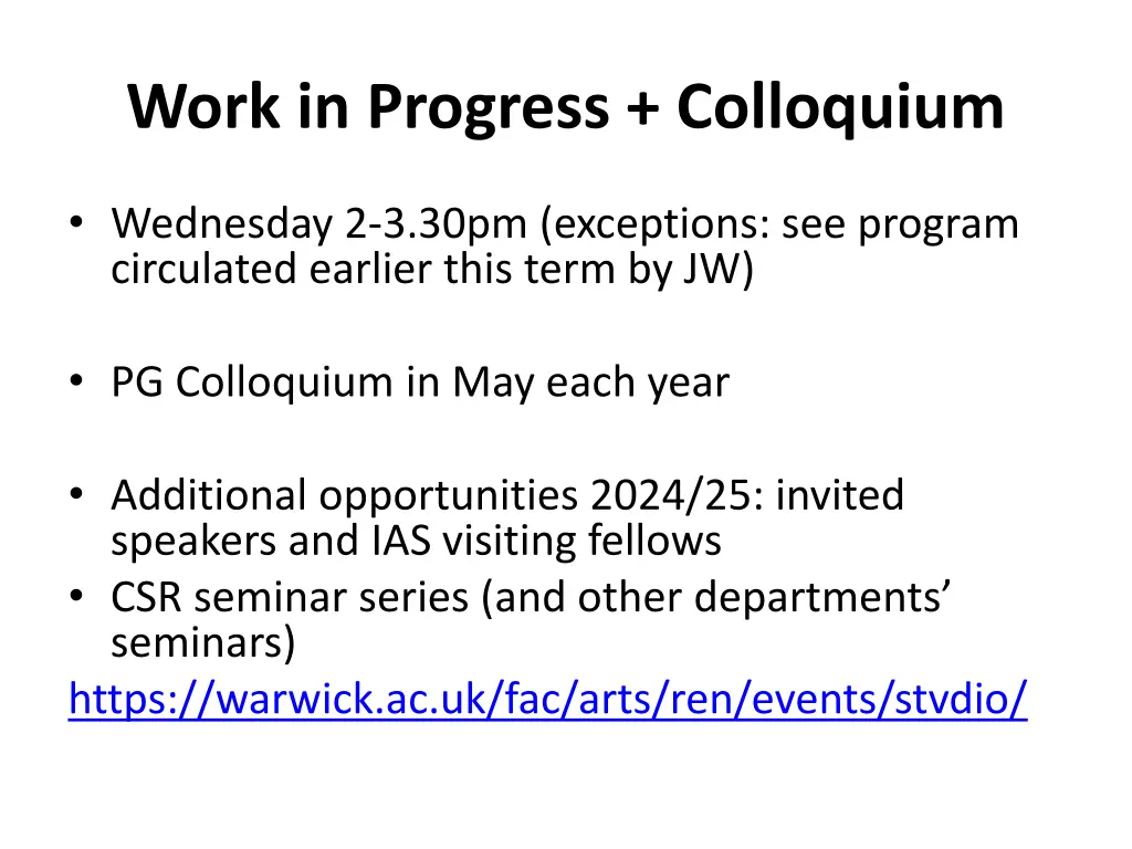 work in progress colloquium