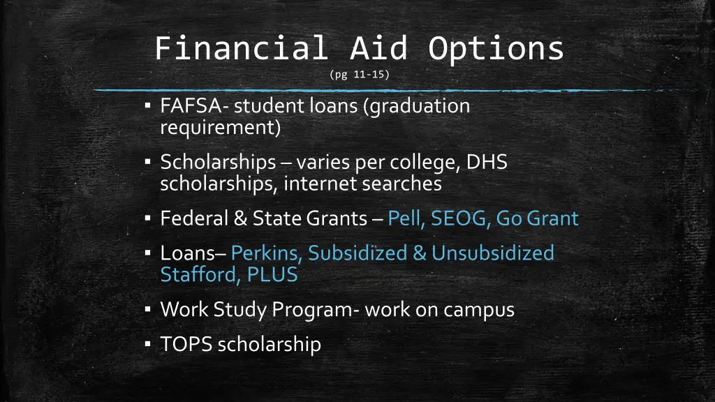 financial aid options pg 11 15