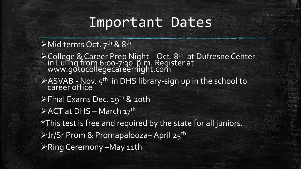 important dates
