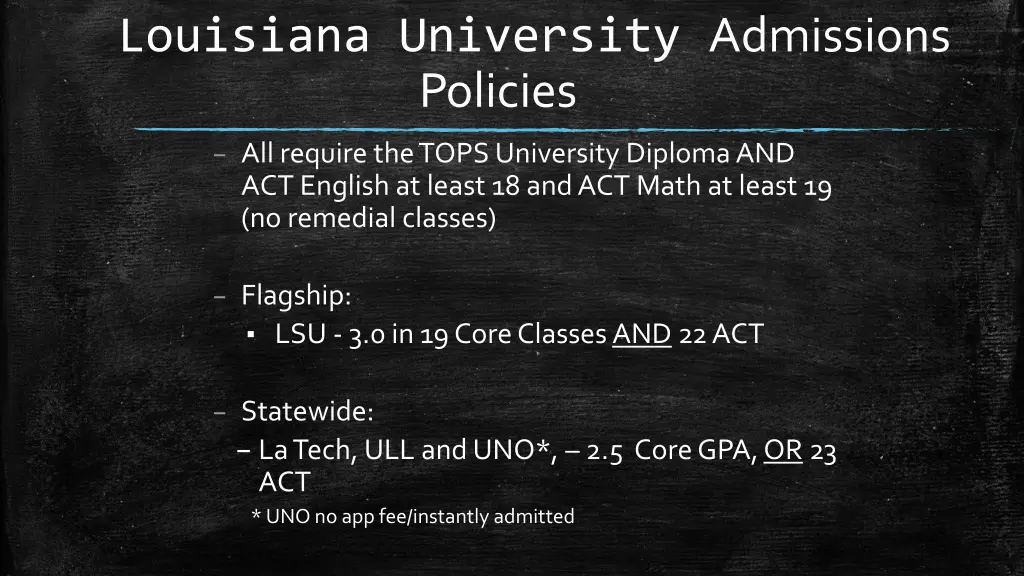 louisiana university admissions policies