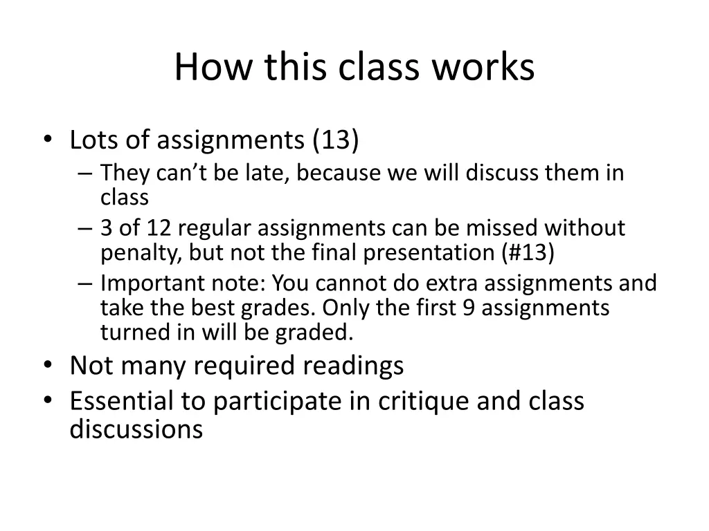 how this class works