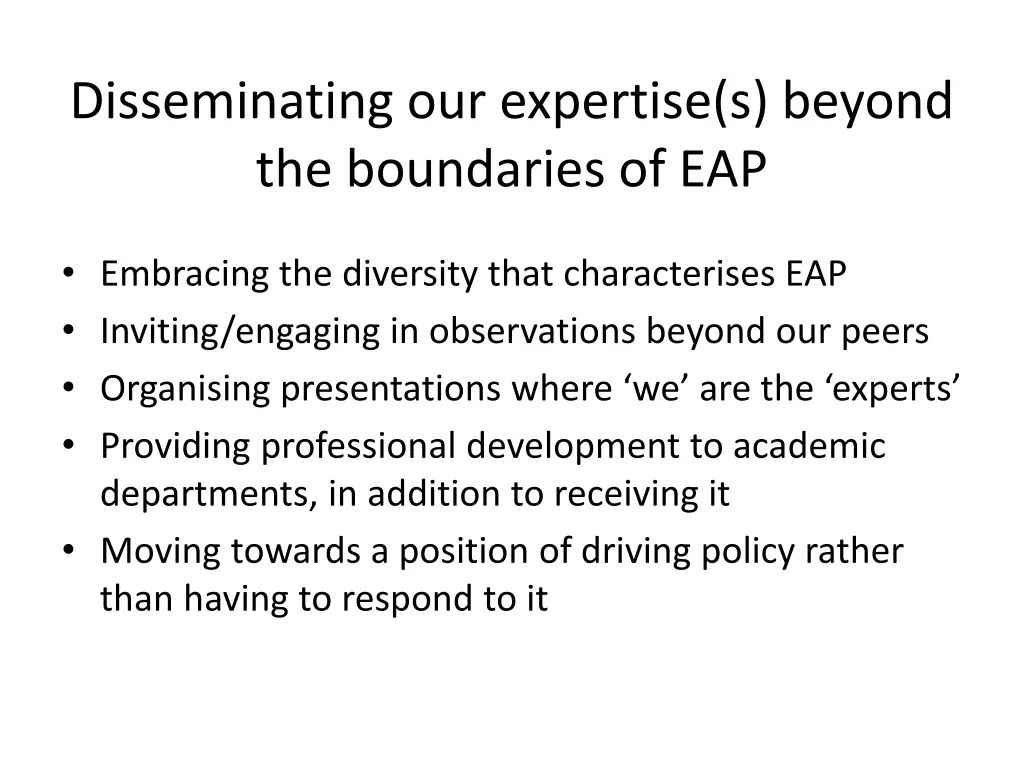 disseminating our expertise s beyond
