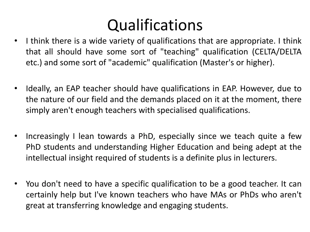 qualifications 1