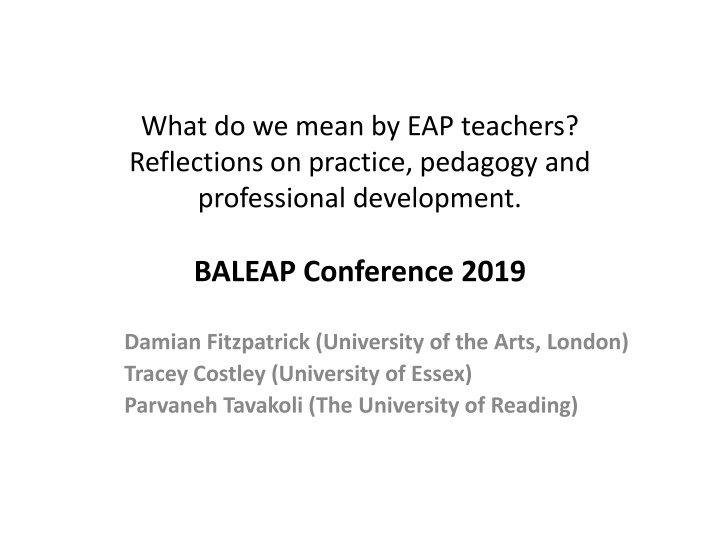 what do we mean by eap teachers reflections