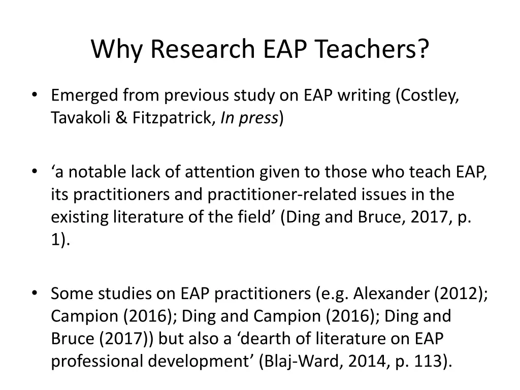 why research eap teachers