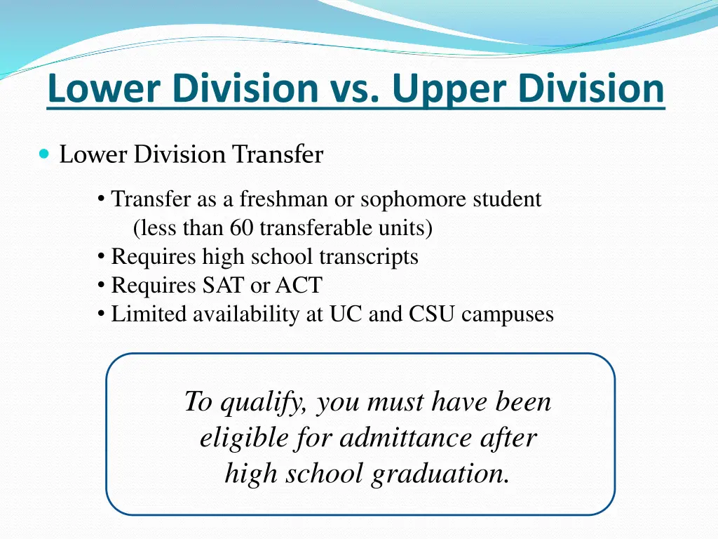 lower division vs upper division