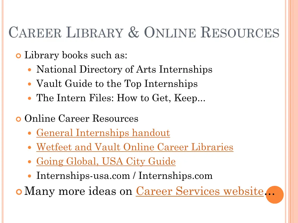 c areer l ibrary o nline r esources