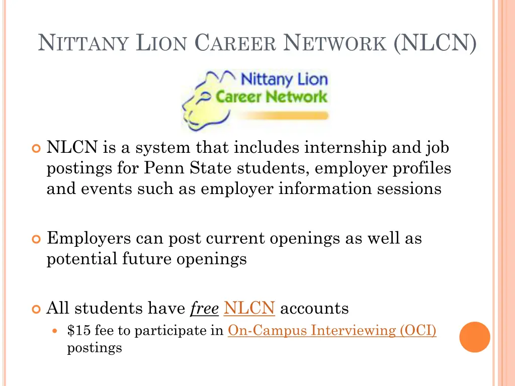 n ittany l ion c areer n etwork nlcn