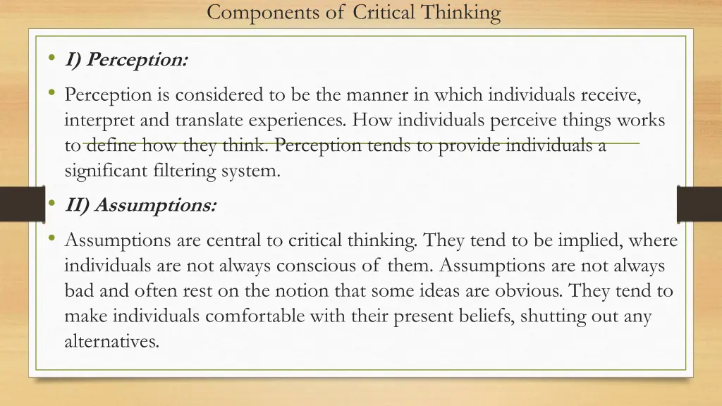 components of critical thinking