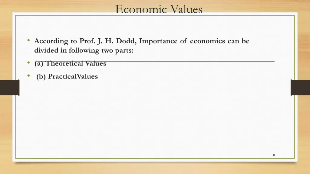 economic values 2