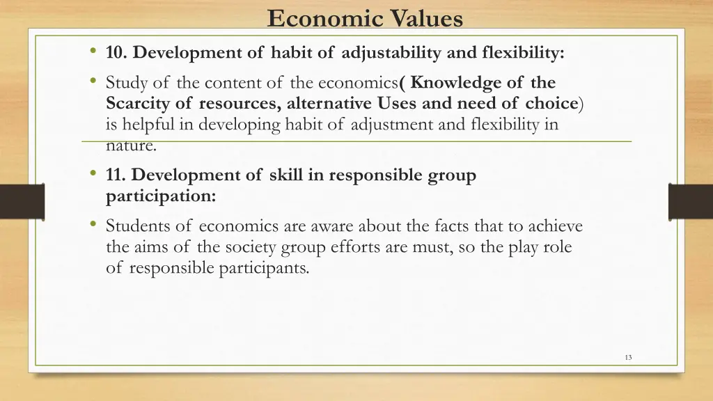 economic values 7