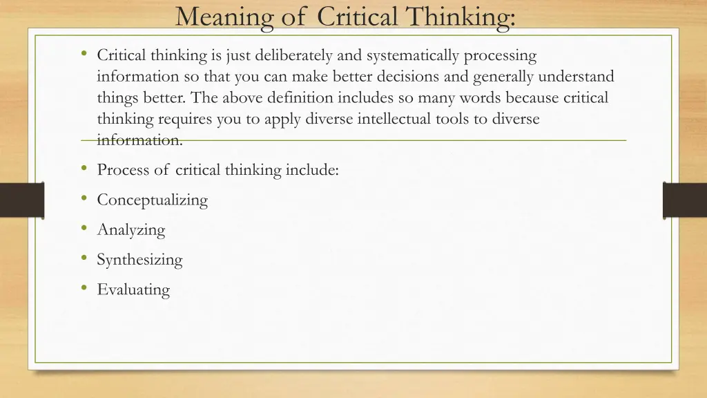 meaning of critical thinking critical thinking