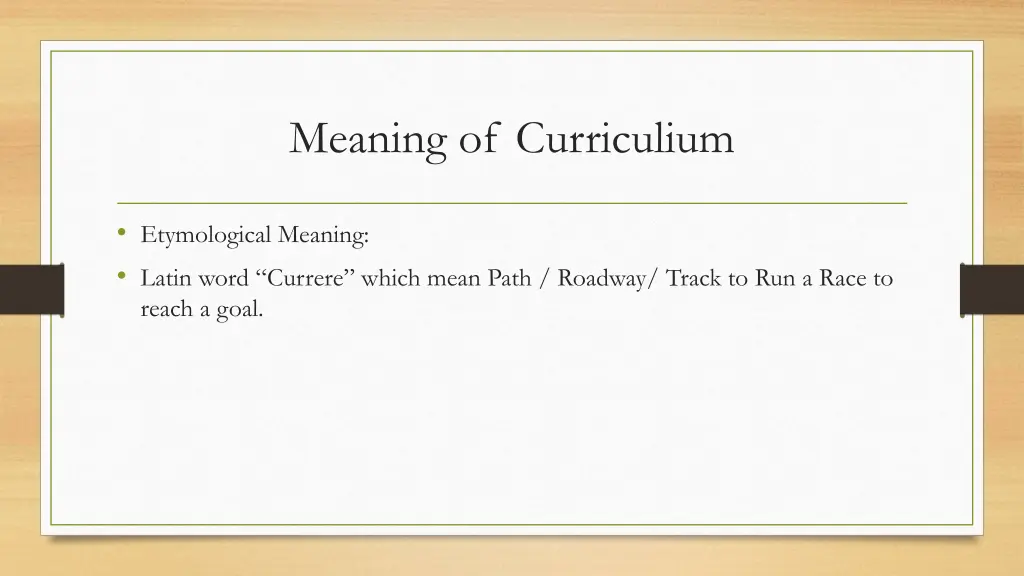 meaning of curriculium