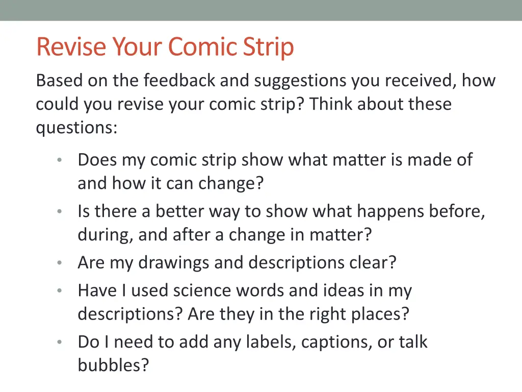 revise your comic strip based on the feedback