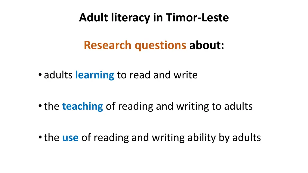 adult literacy in timor leste