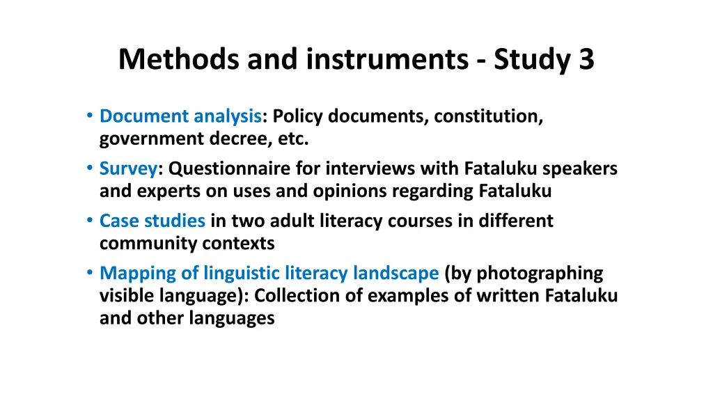 methods and instruments study 3