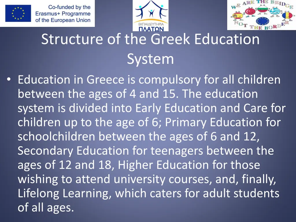 structure of the greek education system education