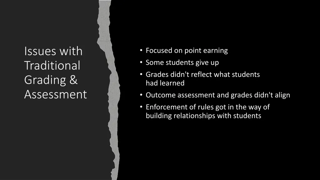 issues with traditional grading assessment