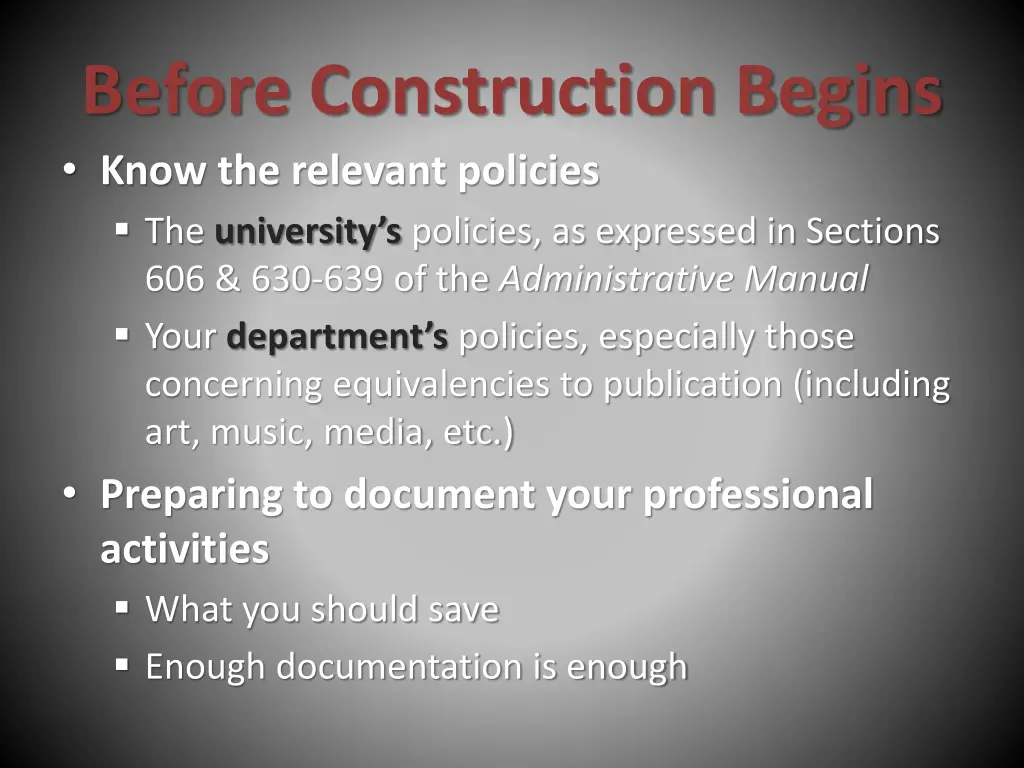 before construction begins know the relevant