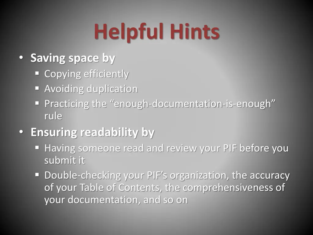 helpful hints