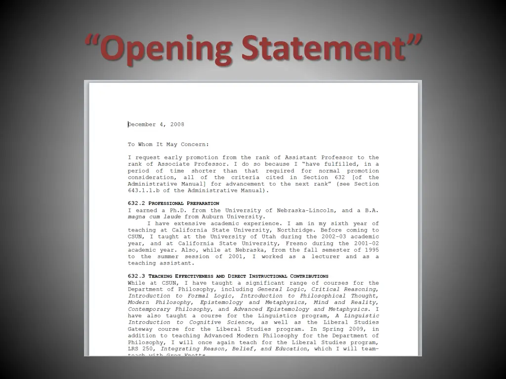 opening statement