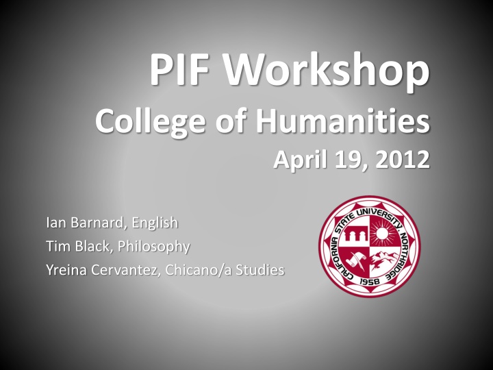 pif workshop college of humanities