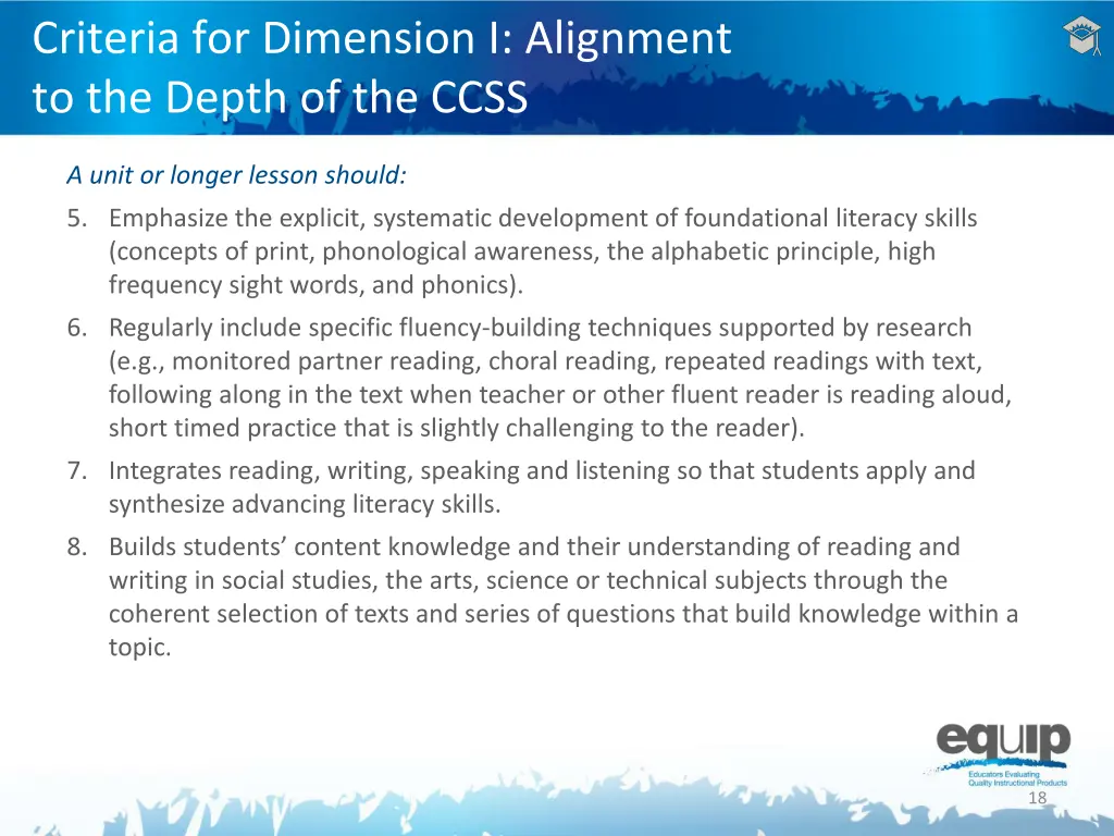 criteria for dimension i alignment to the depth 1