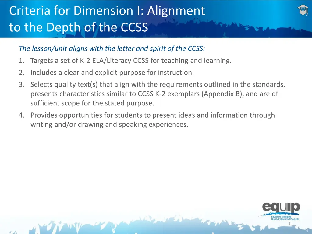 criteria for dimension i alignment to the depth