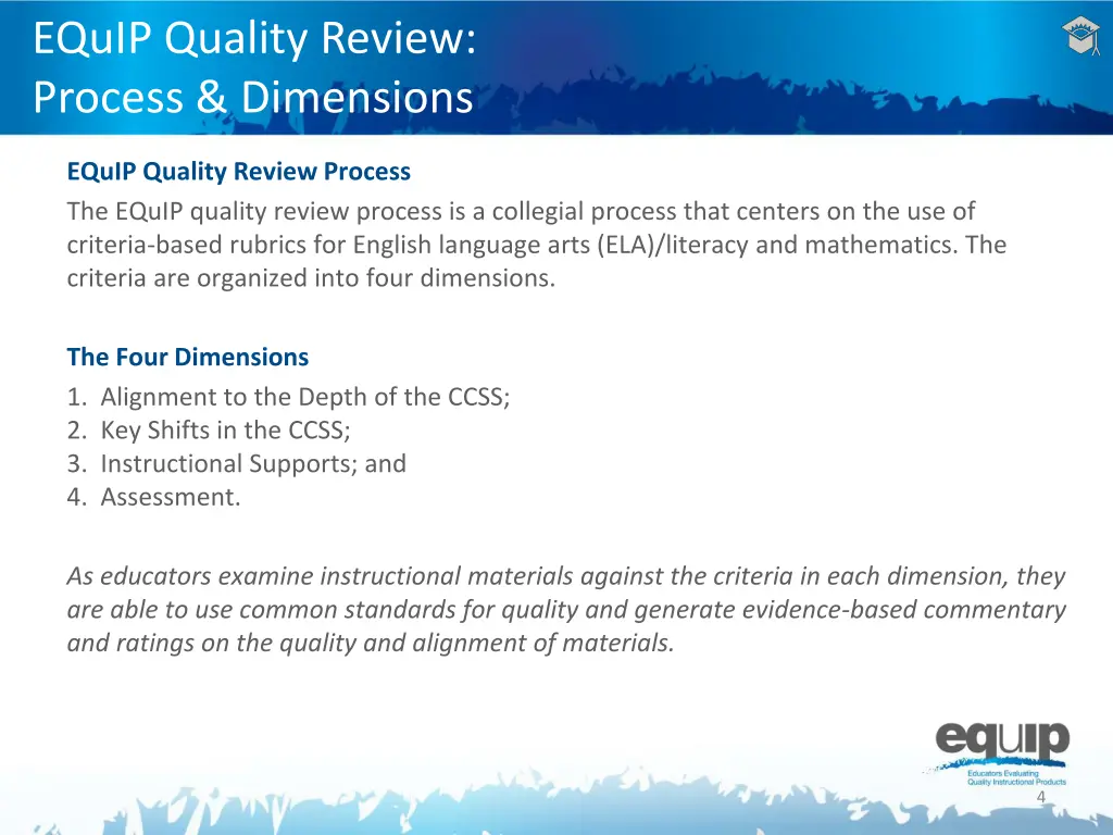 equip quality review process dimensions