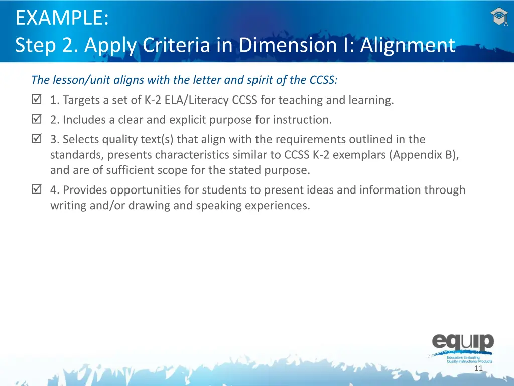 example step 2 apply criteria in dimension