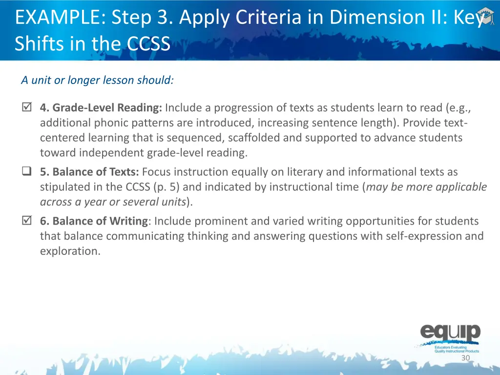 example step 3 apply criteria in dimension 1