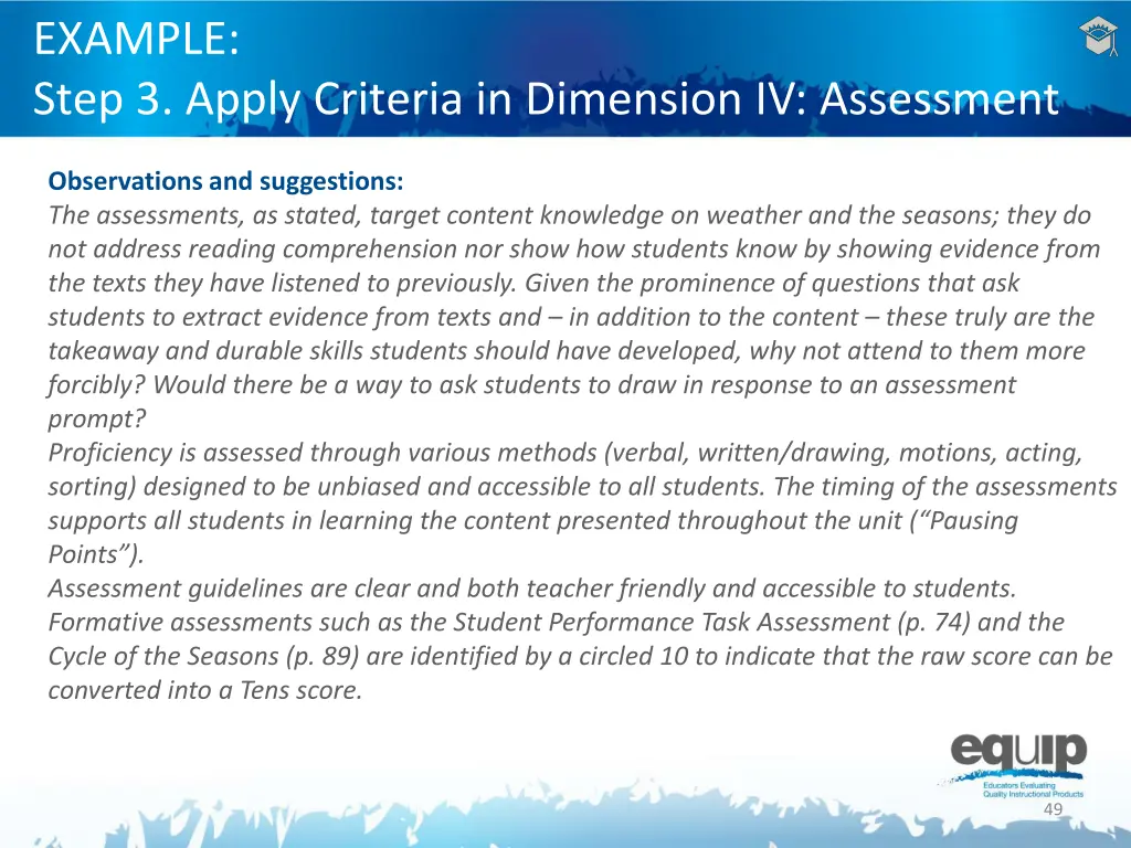 example step 3 apply criteria in dimension 11
