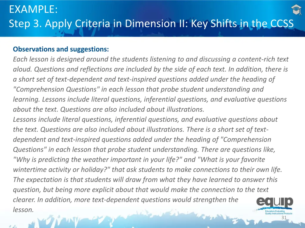 example step 3 apply criteria in dimension 2