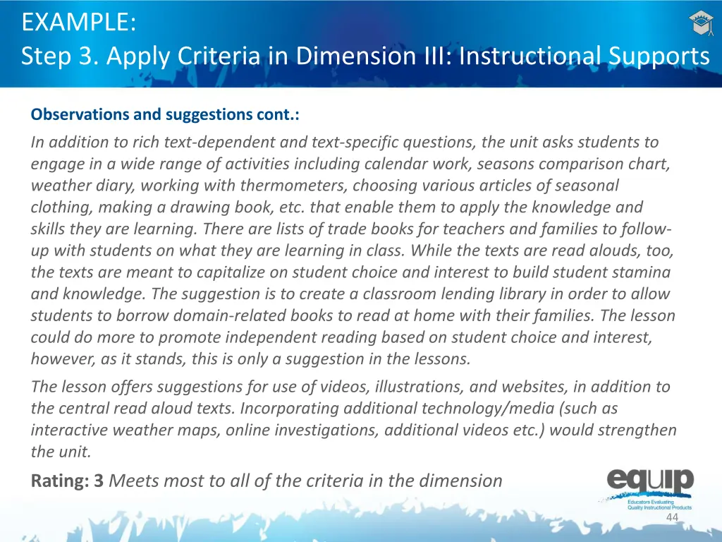example step 3 apply criteria in dimension 8