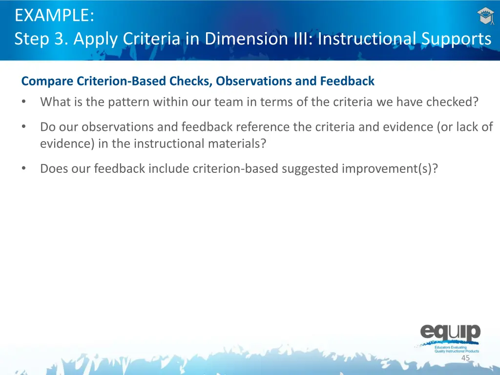 example step 3 apply criteria in dimension 9