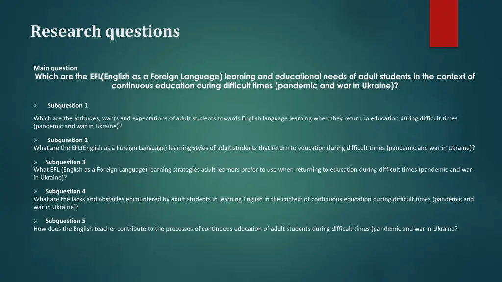 research questions