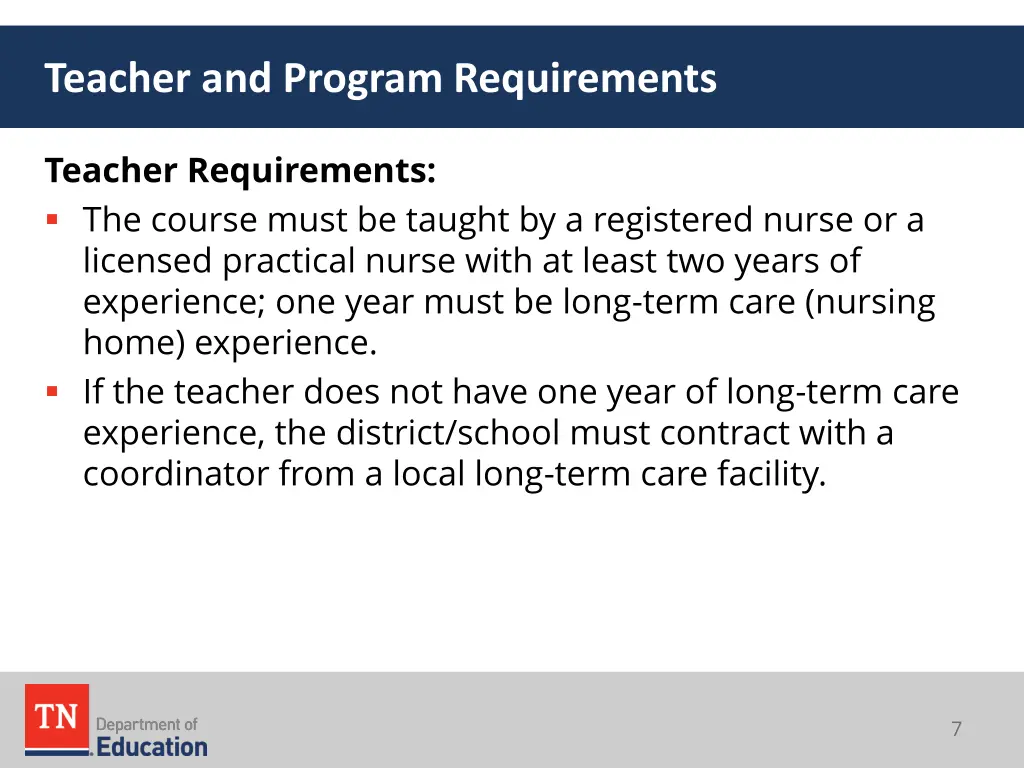 teacher and program requirements 1