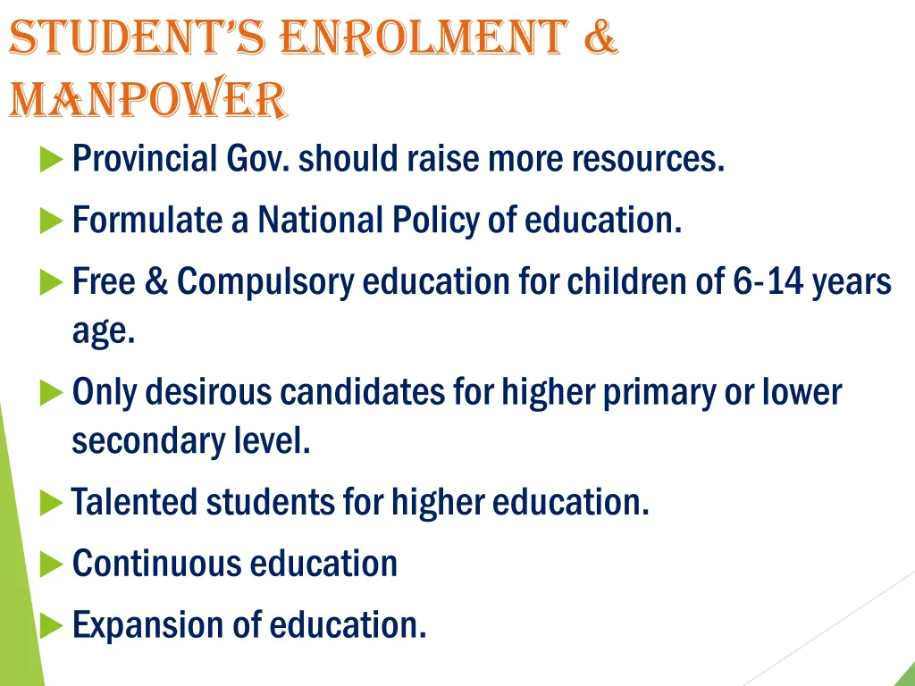 student s enrolment manpower provincial