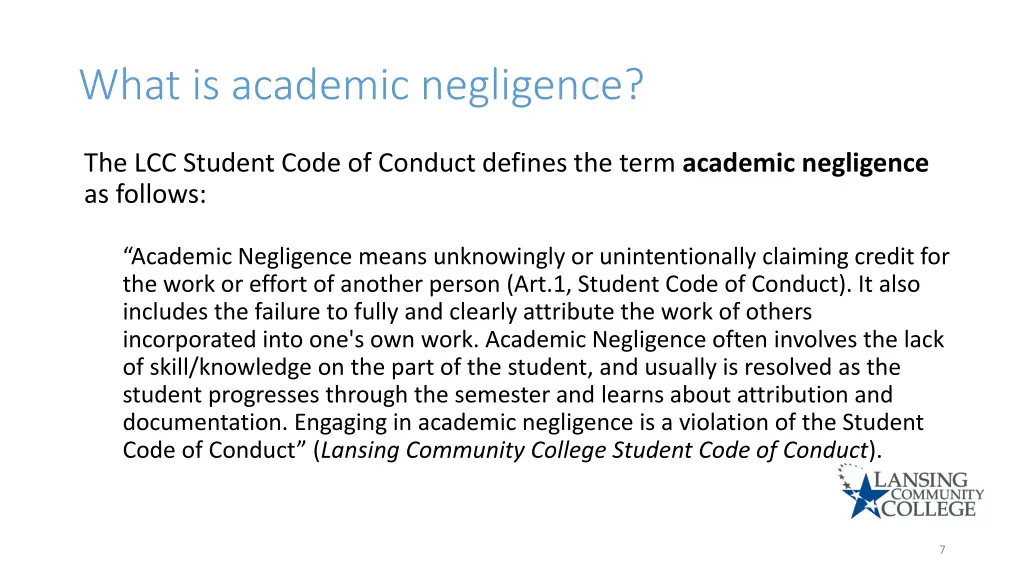 what is academic negligence
