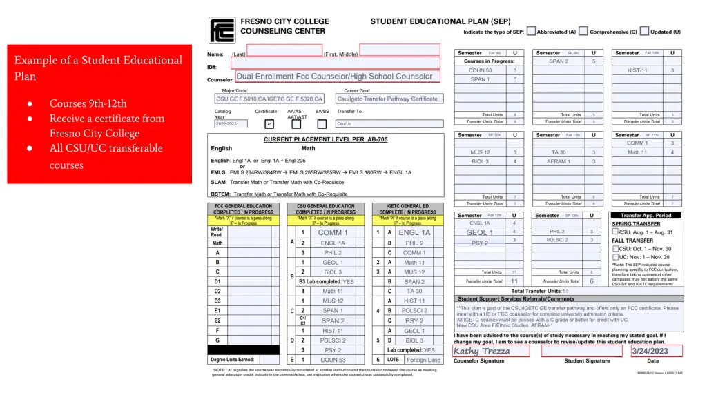 example of a student educational plan